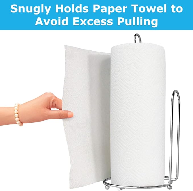 Blue DonutsOne-Handed Tear Paper Towel Dispenser, Modern Chrome Countertop Paper Towel Holder