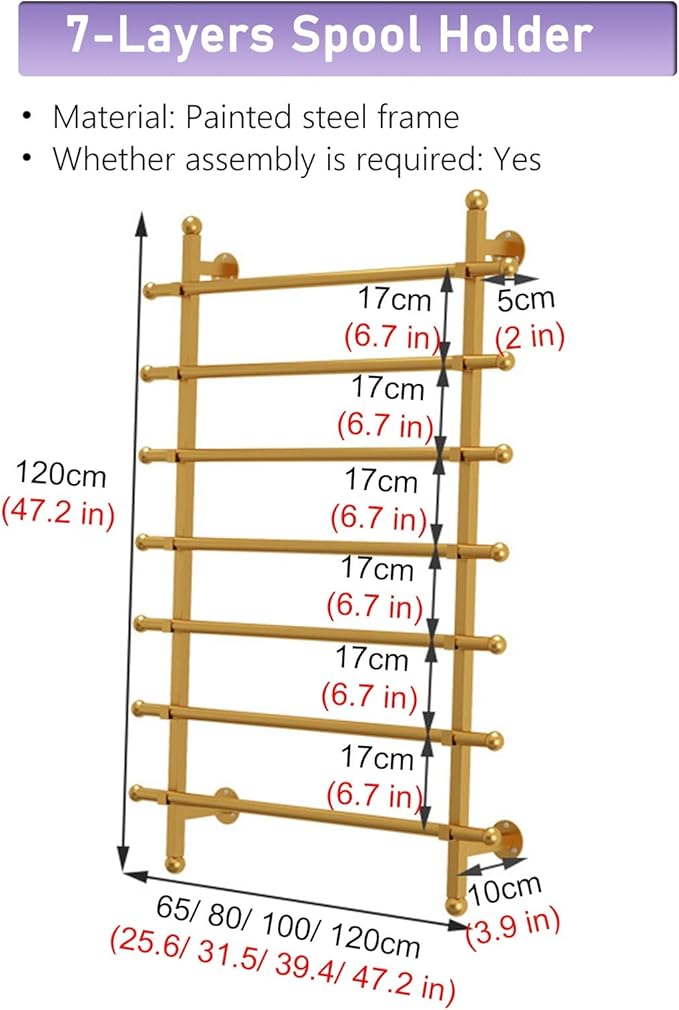 GTPBAO Metal Scarf Display Rack, Multipurpose Ribbon Holder for Home & Shop - Wall Shelf for Gift Wrapping, Height 120cm(Wide 120cm/47.2in)