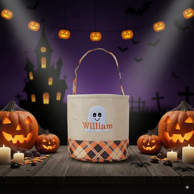 Halloween pumpkin checkered storage basket mall amusement park indoor outdoor decoration ornament tote basket