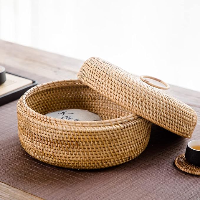 1 Pack Rattan Weaving Living Room Desktop Ornaments Tea Table Storage Ornaments Desktop Storage Basket Daily Apple Ornaments