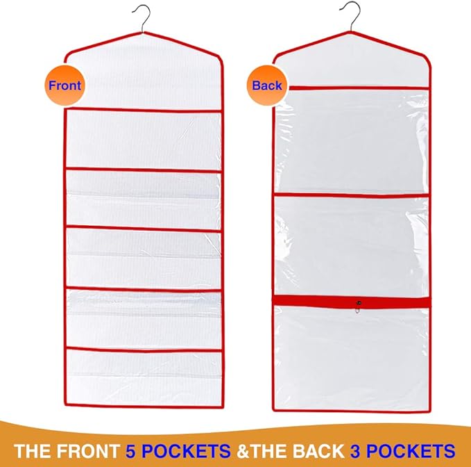 ProPik Storage for Gift Bags, Tissue Paper, and Wrapping Paper - Hanging Gift Bag Storage Organizer - 38 x 16 Inch PVC (Red)