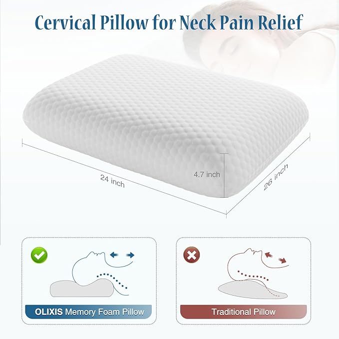 DUMOS Memory Foam Pillows for Sleeping 2 Pack, Bed Pillows for Adults with Washable Cover and Breathable Mesh, Gel Cooling Pillow for Back and Side Sleeper Support, White