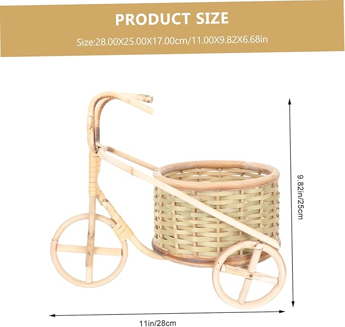 Hemobllo Bamboo Woven Storage Basket Bicycle Handle Mini Tricycle Basket Woven Decor Living Room Accessory