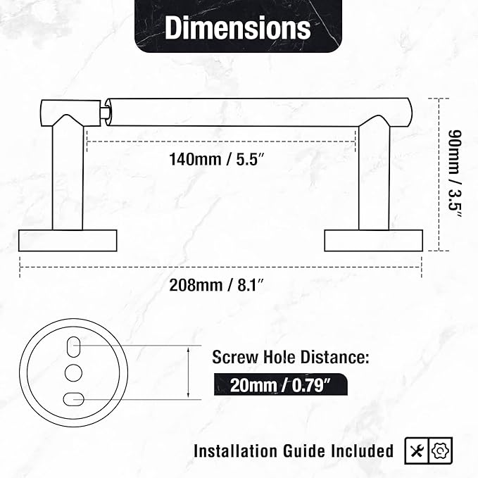 HITSLAM Toilet Paper Holder Wall Mount Matte Black, Double Post Pivoting Toilet Paper Roll Holder, SS304 Stainless Steel Bathroom Toilet Tissue Holder