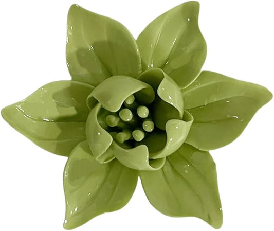 AMERRY Magnolia, 2.76" 3D Handmade Porcelain Flower Wall Art Decor, 3D Ceramic Flower Wall Decor, Home Office Decor, Unique Gift for Home Office Decor,Girls (Fruit green)