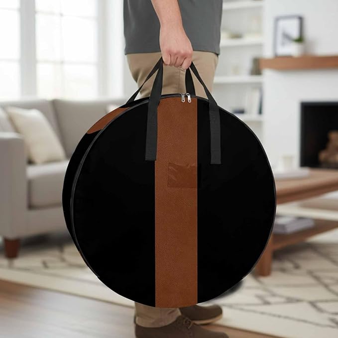 Storage Bag Brown Black Round Storage Totes Bins Closet Organizers with Zippers & Handle Boho Style Clothes Storage Container for Bedroom Dorm Space Saving Packing Supplies Moving Bags