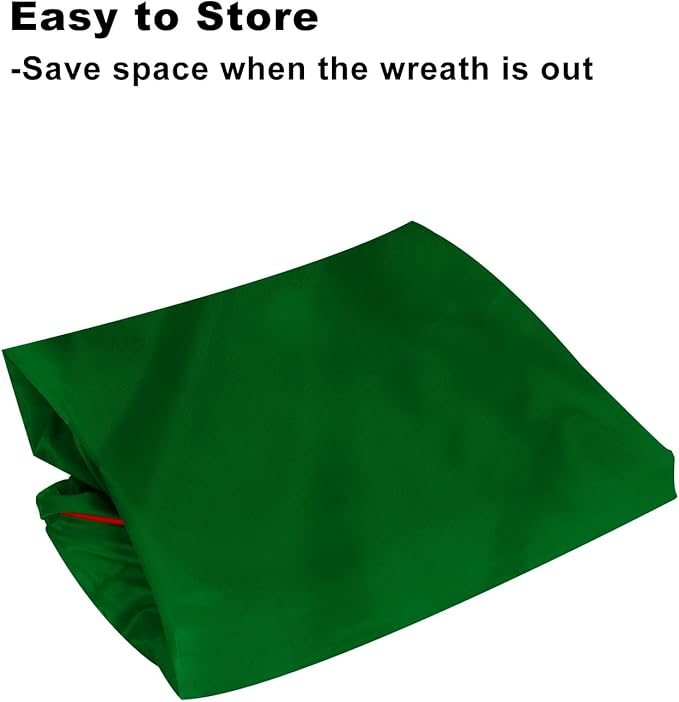 TQS 25" Christmas Wreath Storage Bag - Christmas Large Wreath Container - Reinforced Wide Heavy Duty Handle and Double Sleek Zipper -Protect Your Party Decorations Garland Storage Cover - Green