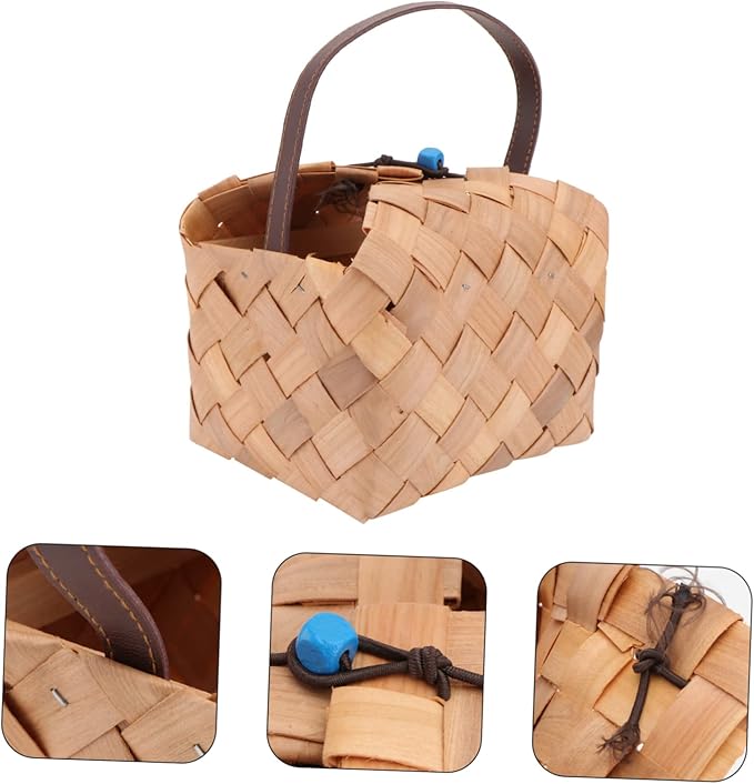 PRETYZOOM Woven Basket Straw Basket Lids Woven Storage Container Package for Present Home Organization