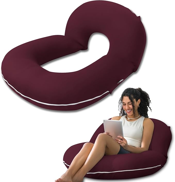 INSEN Reading Pillow, Back Pillow for Sitting in Bed for Reading, Nurse & Relax, Reading Pillow for Adults, Moms & Kids, Sit Up Pillow for Bed (Dark Purple)