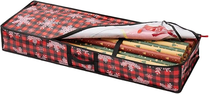 Wrapping Paper Holder | Large Boxes with Handle,Wrapping Storage Organizer with Interior Pockets,for Home Underbed Basement Garage Closet College Dorm Attic