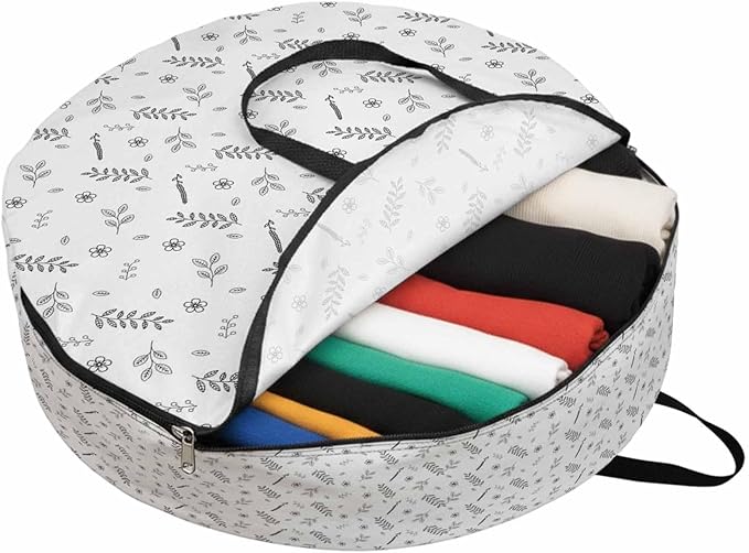 Storage Bag White Wheat Ear Round Storage Totes Bins Closet Organizers with Zippers & Handle Floral Leaf Plant Clothes Storage Container for Bedroom Dorm Space Saving Packing Supplies Moving Bags