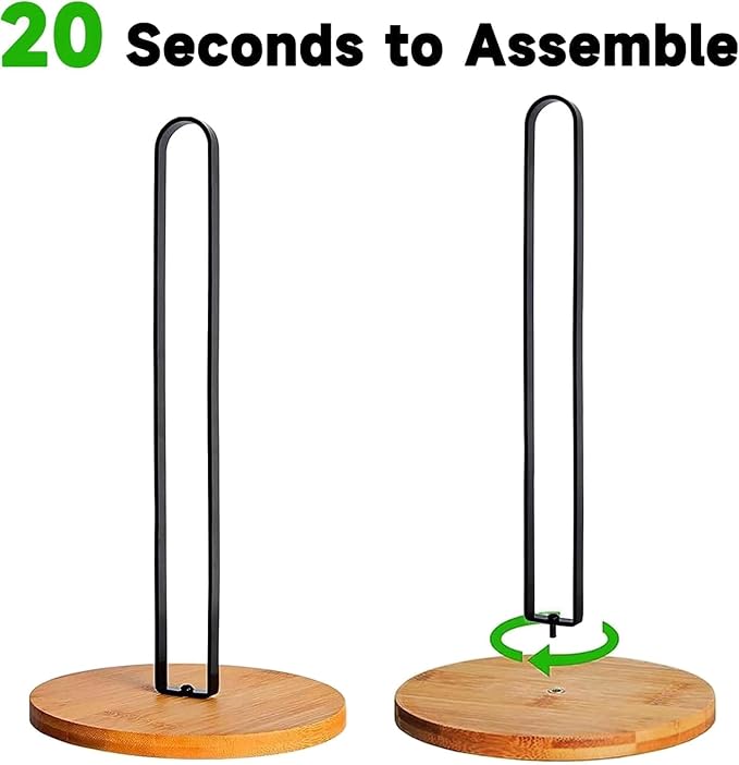 Wooden Paper Towel Holder Countertop, Kitchen-Towel-Holder FreeStanding with Non-Slip Base for Kitchen Bathroom