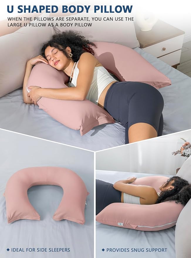 INSEN Reading Pillow, Back Pillow for Sitting in Bed for Reading, Nurse & Relax, Reading Pillow for Adults, Moms & Kids, Sit Up Pillow for Bed, Natural Pink