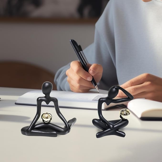 Zerzsy Thinker Statue Black Home Decor Large Abstract Art Sculpture, Set of 3 Thinker Sculptures Modern Abstract Resin Decoration on Bookshelf Table Desk for Living Room Office Bedroom