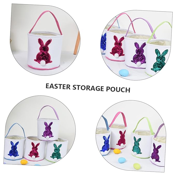 KOMBIUDA 1pc Easter Bunny Candy Storage Basket Portable Easter Decoration for Boys and Girls Adorable Pouch for Eggs and Treats Create Festive Atmosphere
