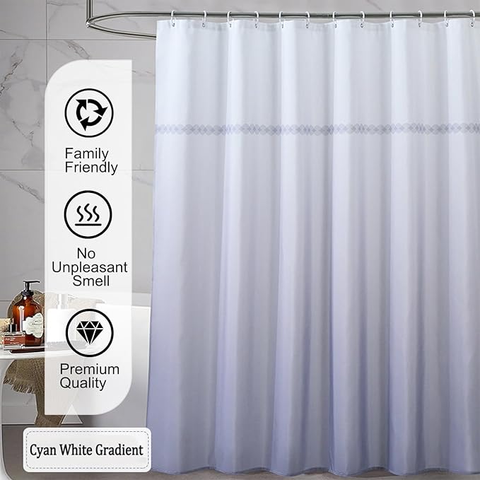 LLSCL Fabric Shower Curtain Liner with Magnets, Waterproof Hotel Quality, 72 x 72 Machine Washable