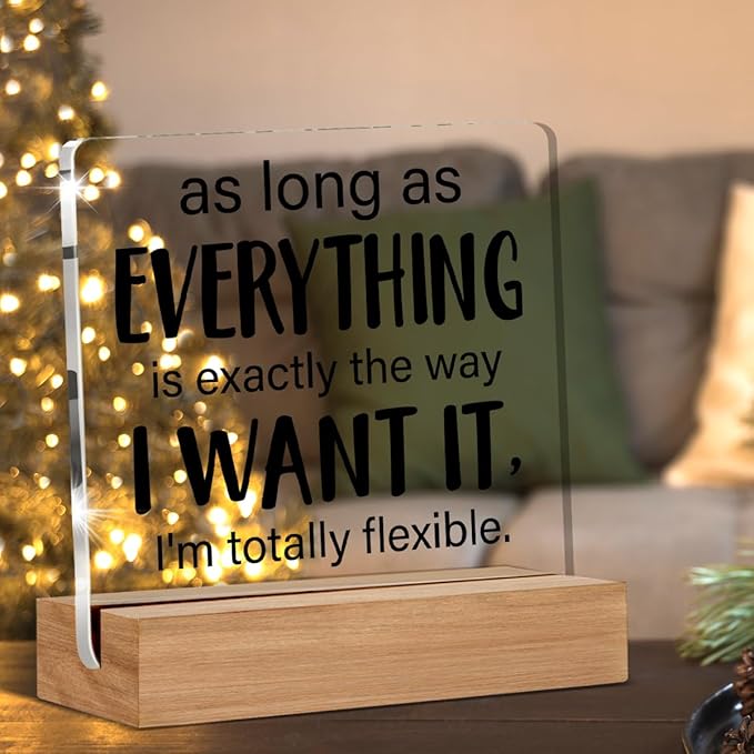 Funny Office Gift Humor Gifts for Coworker Colleague Leader Boss Office Clear Desk Decorative Sign Acrylic Sign With Wooden Stand for Desk Table Shelf