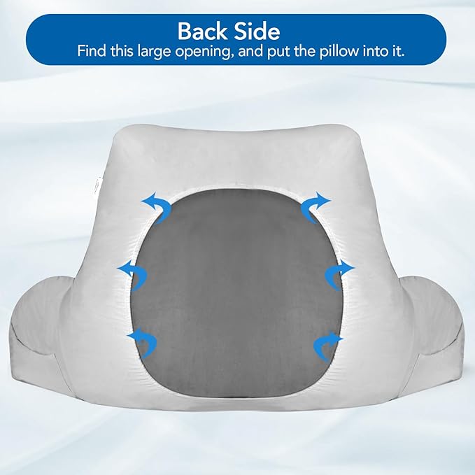 Cooling Reading Pillow Cover with Large Back Opening, Soft Replacement Slipcover for Husband Pillow, Removable & Machine Washable