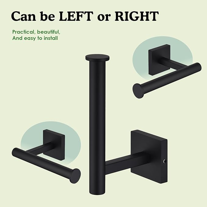 Matte Black Toilet Paper Holder Contemporary Wall Mount Premium 304 Stainless Steel Modren Toilet Paper Tissue Roll Holders for Bathroom Mega Rolls Rustproof