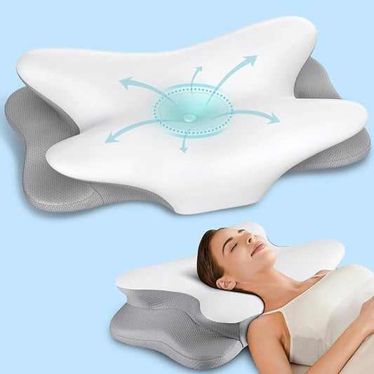 Cervical Neck Pillow for Neck Pain Relief, Ergonomic Pillow for Sleeping Contour Memory Foam Pillows with Cooling Pillowcase, Bed Pillow for Side Back Stomach Sleepers