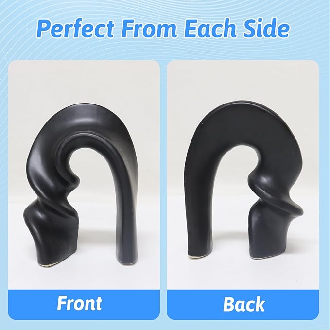 Zerzsy 2 Pack Ceramic Statues Figurine Decor, Modern Abstract Sculpture for Living Room Bedroom Bookshelf Coffee Table Display, Unique Gift Home Decor - Black White
