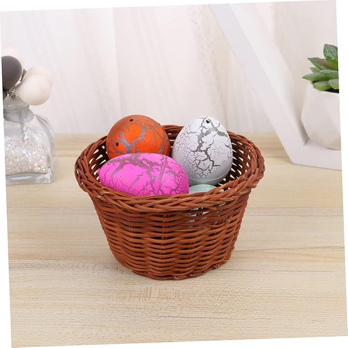 Round Mini Basket Weaving Easter Storage Holder Handcrafted Decorative Basket for Home Decor Kindergarten and Candy Storage Diameter Height