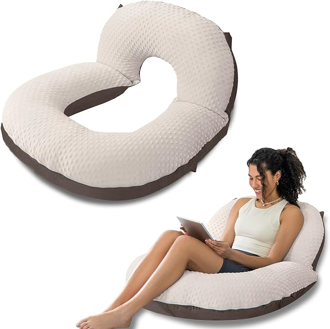 INSEN Reading Pillow, Back Pillow for Sitting in Bed for Reading, Nurse & Relax, Reading Pillow for Adults, Moms & Kids, Sit Up Pillow for Bed, Double-Sided Brown