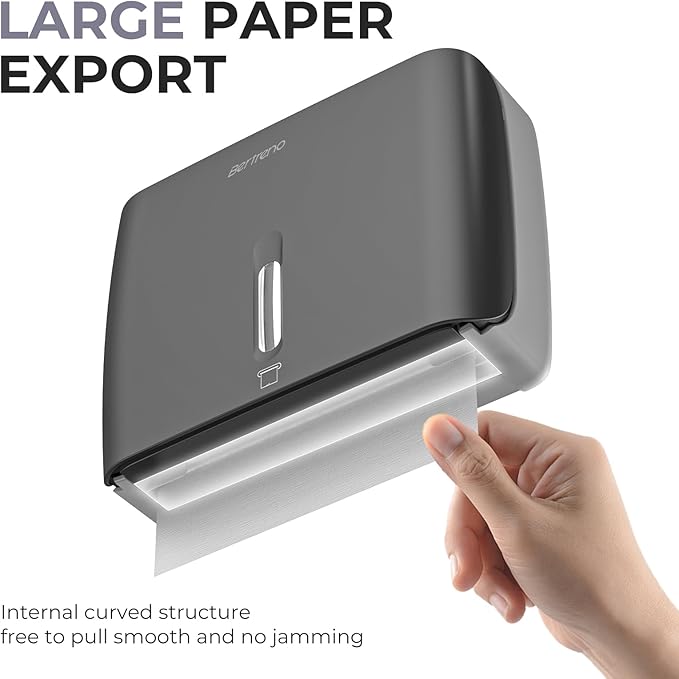 Commercial Paper Towel Dispenser Wall Mount Paper Hand Towel Dispenser Large Capacity 200 Multifold/Trifold/C Fold Paper Towel Dispenser Bathroom Adhesive Tissue Dispenser （Black）