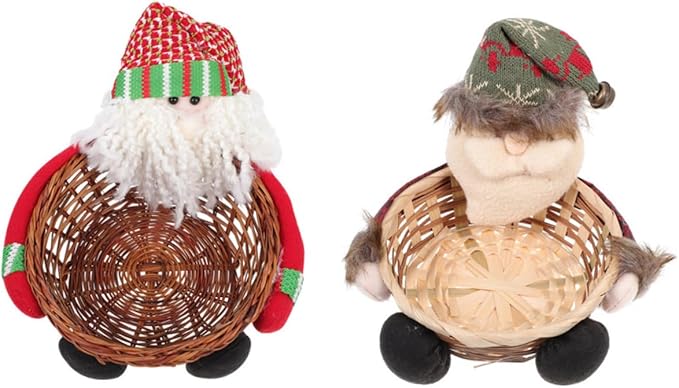 2pcs Christmas Storage Baskets Woven Decorative Baskets for Home Desktop Adornment Multi-Functional Xmas Candy for Retail Office and More Eye-catching Design Versatile Use