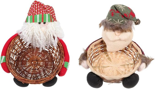 2pcs Christmas Storage Baskets Woven Decorative Baskets for Home Desktop Adornment Multi-Functional Xmas Candy for Retail Office and More Eye-catching Design Versatile Use