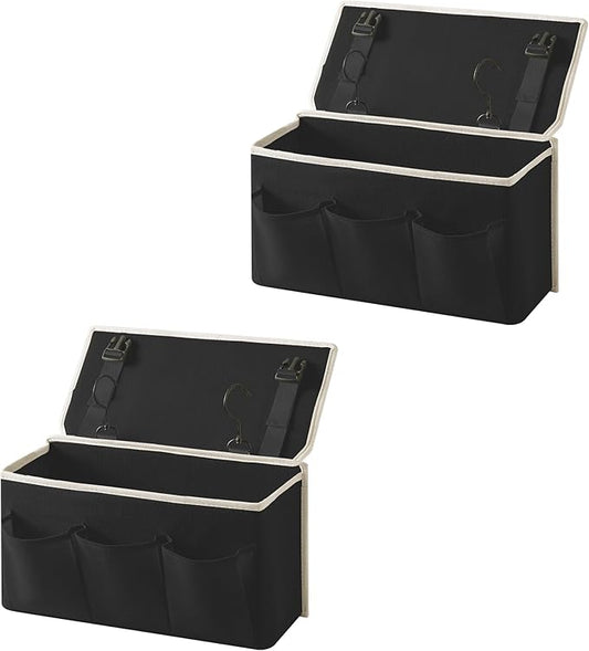 Bedside Caddy/Bedside Storage Organizer Hanging Bag with Three Options,Suitable for home beds, sofas, and dormitory beds—can hold magazines, books, phones, iPads, remote controls. (2-Pack Black)