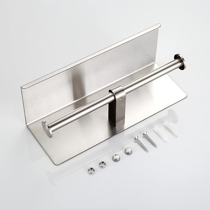 Double Toilet Paper Holder with Shelf Brushed Nickel Toilet Paper Holder Wall Mounted