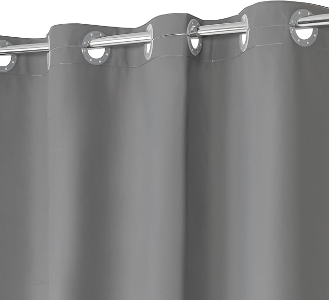 No Hook PEVA Shower Curtain or Liner - 8G Heavy Duty Grey Bathroom Shower Curtain No Hooks Required, Waterproof Plastic & PVC Free, Standard Size 71 x 74, Dark Gray