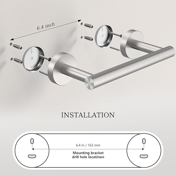 Toilet Paper Holder & Towel Holder, Bathroom Hardware Set-SUS304 Stainless Steel Double Post Pivoting Tissue Roll Holder and Hand Towel Ring Set for Bathroom, RV, Brushed Nickel