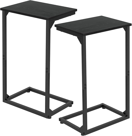 AMHANCIBLE C Shaped End Tables Set of 2, Couch Side Tables that Slide Under, TV Trays for Living Room, Bedroom, Small Space, Sofa, Black HET02BBK