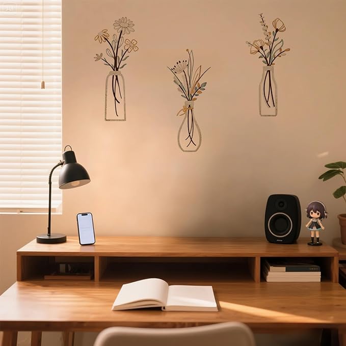 Hganxiu Home Wall Decor Bathroom,Wall Decorations,3 Pieces Metal Flowers,Home Décor Accents Housewarming Gifts New
