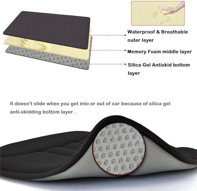 Big Ant Car Seat Cushion Pad Memory Foam Seat Cushion,Pain Relief Cushion Comfort Seat Protector for Car Office Home Use,Black 1PC