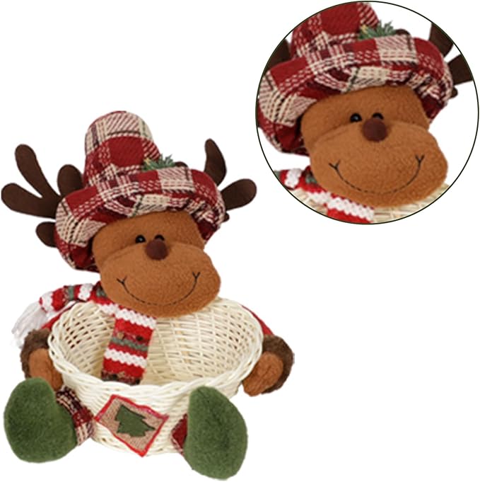 Efficient Cloth Candy Storage Basket with Santa Design Holiday Decors for Christmas Tree Accessories Organization Santa Ornament Storage Holders