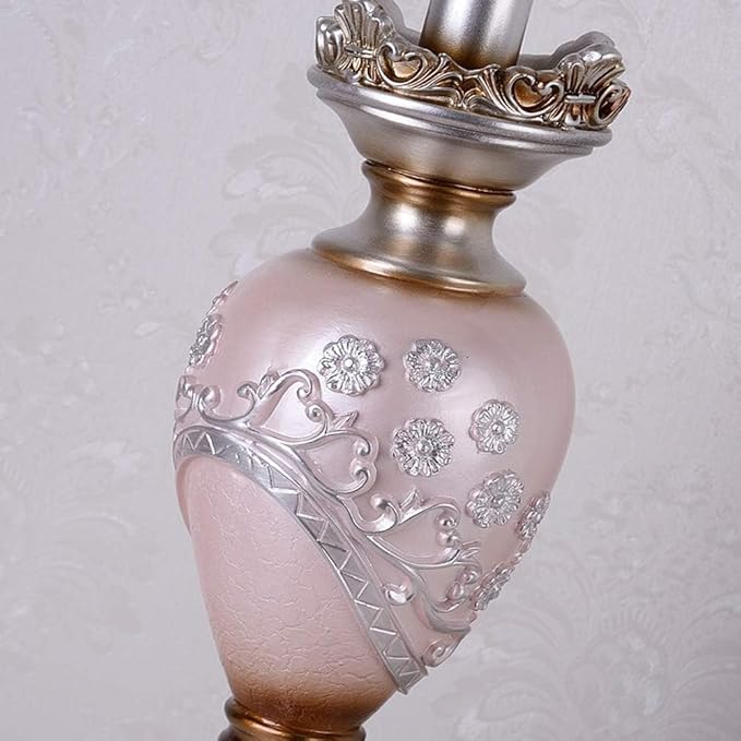 Vintage Pink Table Lamp Victorian Style with Button Switch Decorative Desk Lamp - Bedside Lamps for Nightstand for Living Room Bedroom Office