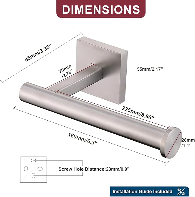 Brushed Nickel Toilet Paper Holder Contemporary Wall Mount Premium 304 Stainless Steel Modren Toilet Paper Tissue Roll Holders for Bathroom Mega Rolls Rustproof