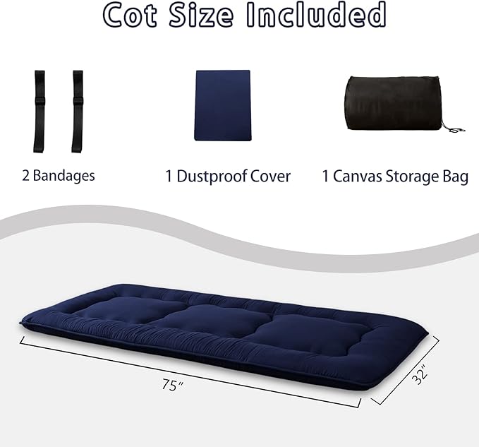 MAXYOYO Cot Japanese Floor Futon Mattress, Single Size Tatami Mat Sleeping Pad Foldable Roll Up Boys Girls Narrow Mattress