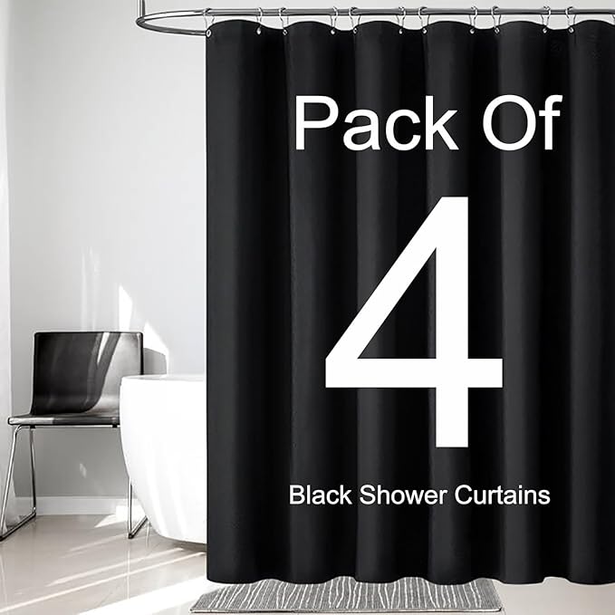 LLSCL 4 Pack Fabric Shower Curtain Liner with Magnets, Shower Curtain with Rustproof Metal Gromments and Waterproof Hotel Quality, 72 x 72 Machine Washable