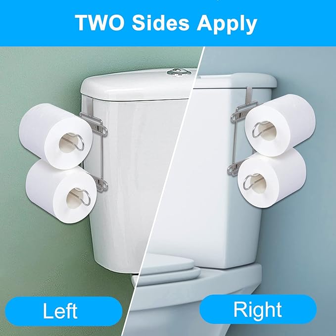 TQVAI Over the Tank Toilet Paper Roll Holder Stainless Steel Bathroom Tissue Storage Rack, Chrome Finish