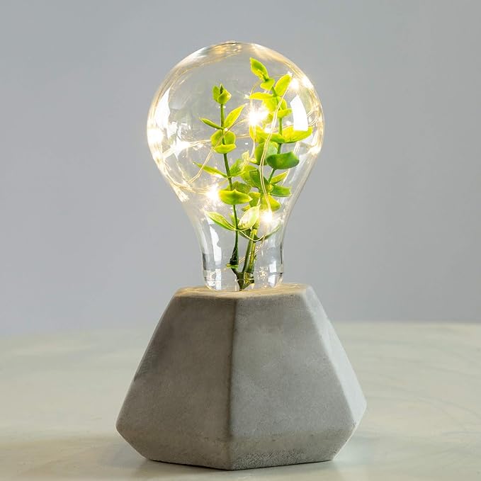 walsport Table Lamp Edison Bulb Night Lights, Concrete Cement Grey Base Nightstand Bedside Lamp, Industrial Minimal Style for Cafe Shop Home Decor Christmas Birthday Gift