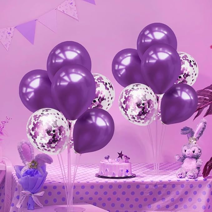 ZJDHPTY Purple Balloon Stand Centerpiece Table Decorations for Birthday Bridal Shower Wedding Engagement Mother's Day Graduation Halloween Party Decorations New Years Eve 2026(Purple set4)