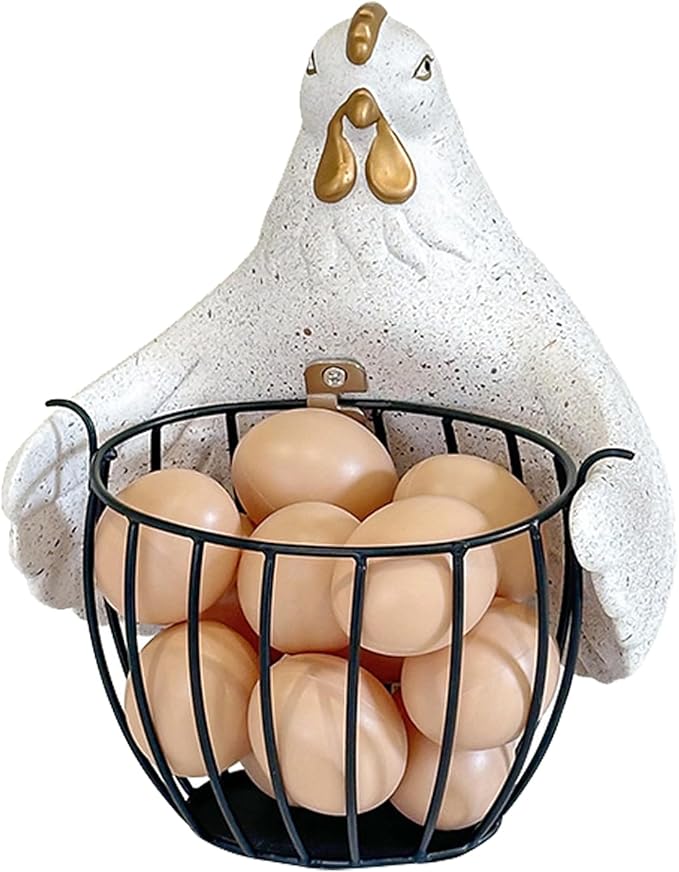 Bucolic Hugging Chicken Storage Basket Iron Frame Glues Multipurpose Organizers for Wedding Party Home Decors - White
