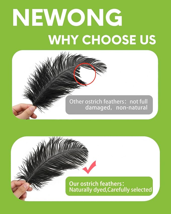 30pcs Black Ostrich Feathers Natural Bulk 8-10inch(20-25cm) Vase Craft Wedding Home Party Centerpieces Christmas Day Decoration