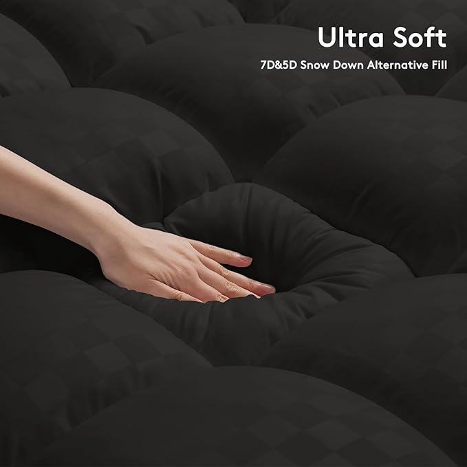 SameBed Mattress Topper King,Extra Thick Mattress Pad Cover for Back Pain,Cooling Mattress Protector with 8-21 Inch Deep Pocket,Overfilled Down Alternative Filling,Black