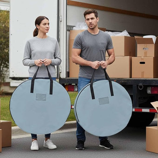 36 Inch Round Storage Bag 2 Pack,Blue Watercolor Waterproof Wreath Storage Container with Handles&Zipper Modern Minimalist Art Closet Organizer Bags Garland Box