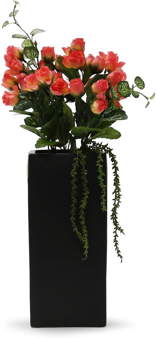 WGV Ceramic Block Vase Bulk, 5" W x 12" H, (Multiple Size/Color Choices) Matte Tall Square Flower Planter Pot, Accents Home Office Tabletop Decor, Ideal Gifts Black 6 Pieces (CSB0512BK)